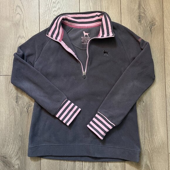 The Black Dog Quarter Zip Fleece Pullover Gray Pink Size Medium - Picture 1 of 5